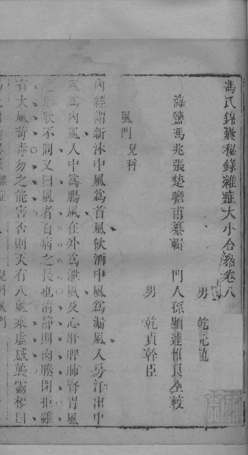 冯氏锦囊秘录杂症大小合叅  卷8